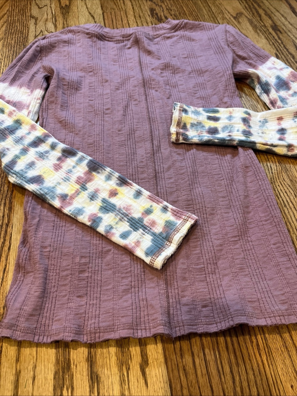 We The Free People Big Sur Tie Dye Long Sleeve Top Pink Size M Ribbed Boho Comfy - Picture 9 of 11